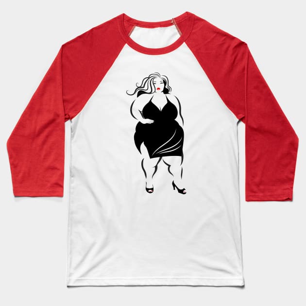 Curvy Pinup Baseball T-Shirt by Toni Tees